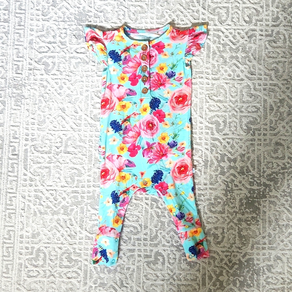 Posh Peanut Ruffled Cap Sleeve Romper